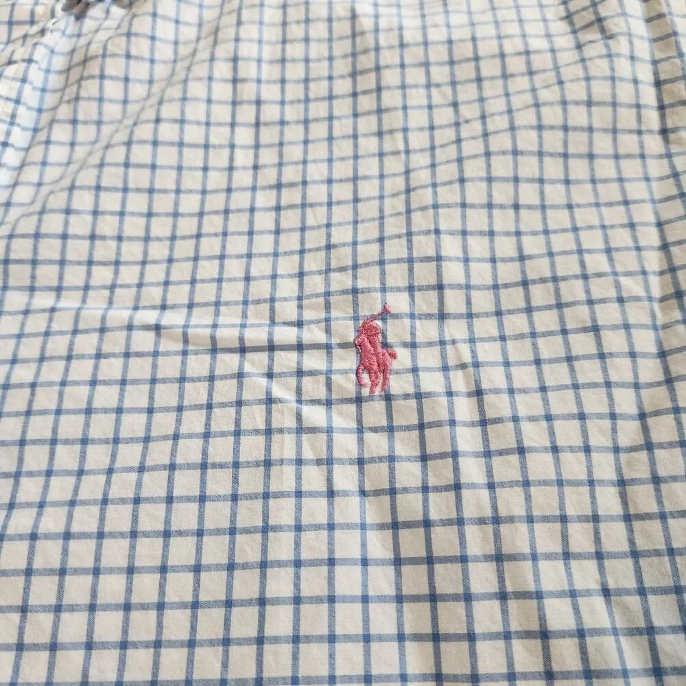 Polo Ralph Lauren Big & Tall Shirt Mens 3XB Blue White Check Button Down EUC